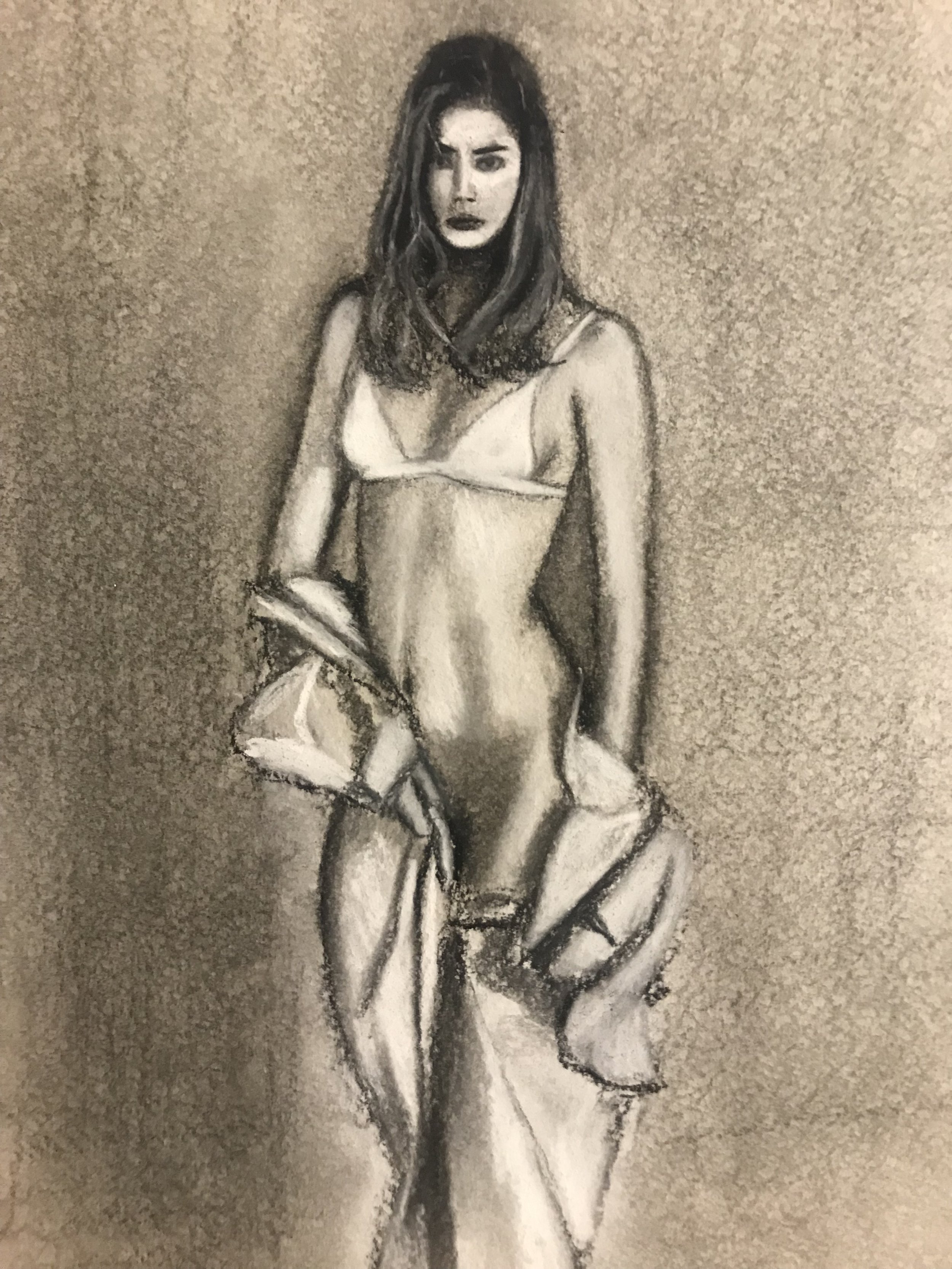 Charcoal and white chalk on paper