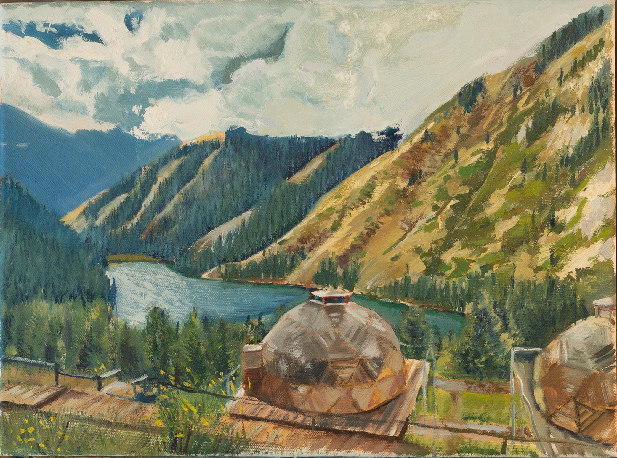 Lake Kolsay (oil on canvas, 41 x 30 cm, 2024)