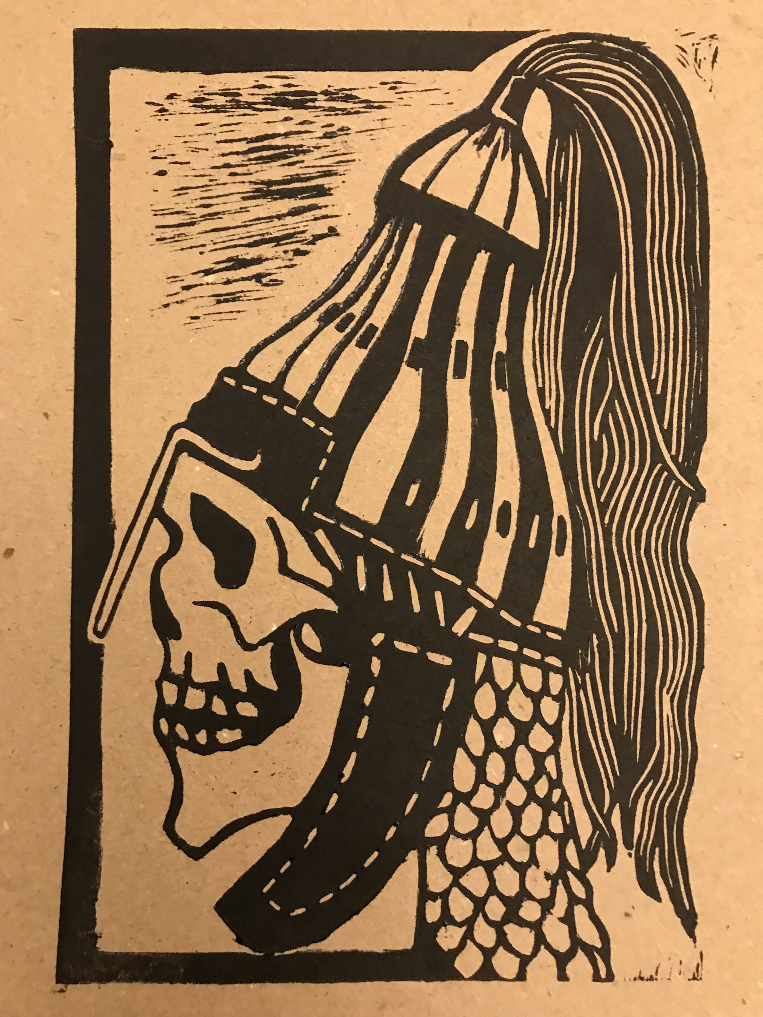 Lino print on paper, 2018
