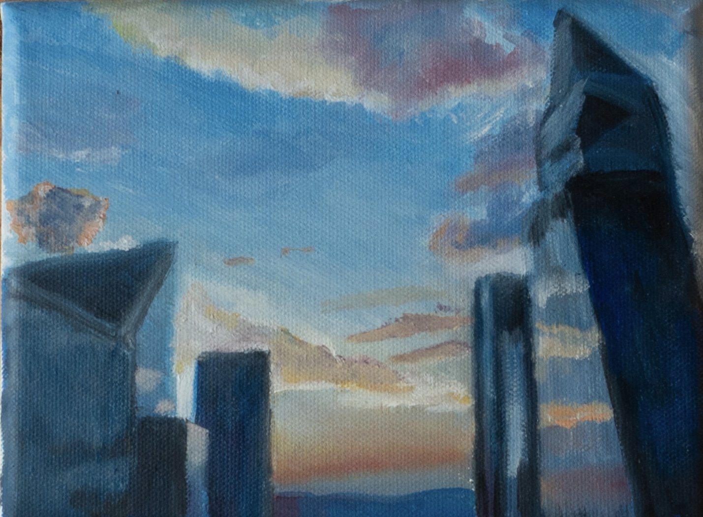 Hudson Yards Sunset (oil on canvas, 15 x 20 cm, 2025)