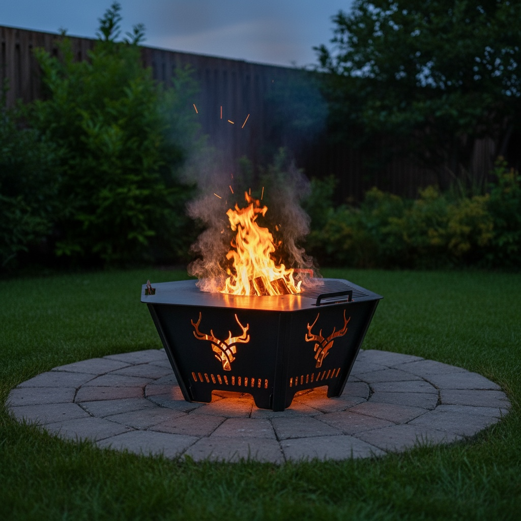 Collapsible Deer Steel Fire Pit with Grill Plate – Hexagon