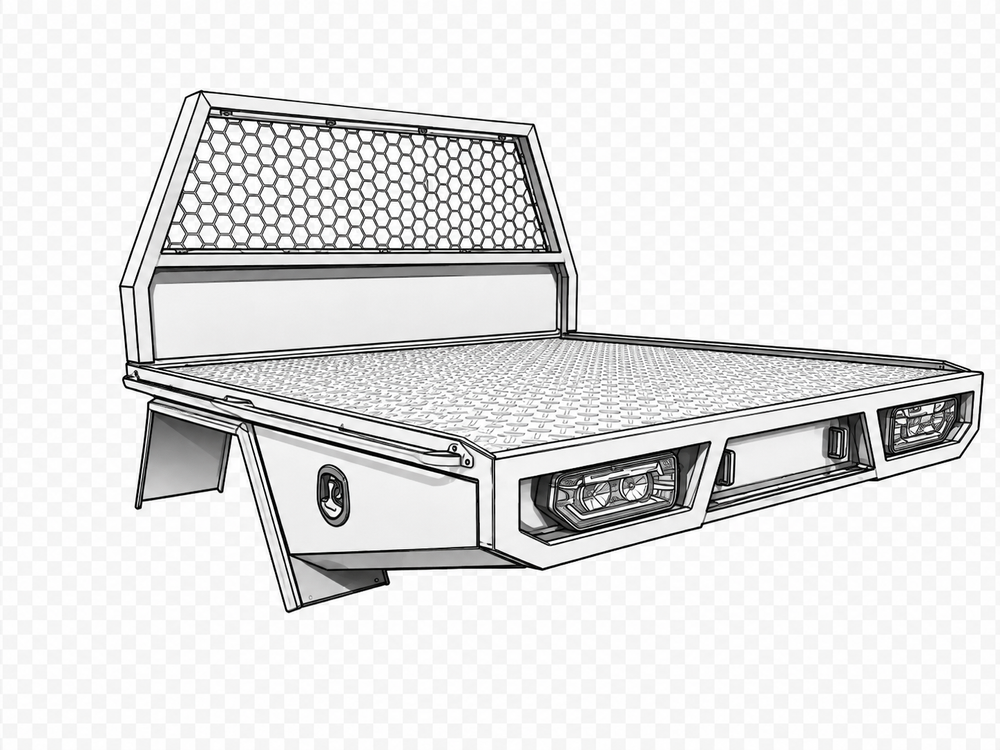 Black-and-white 2D illustration of FA Engineering Base Tray X
