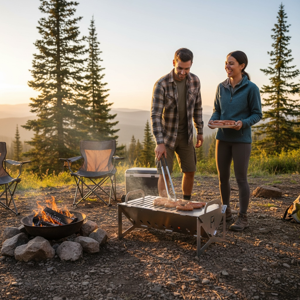 Portable Steel Camper Fire Pit & Grill