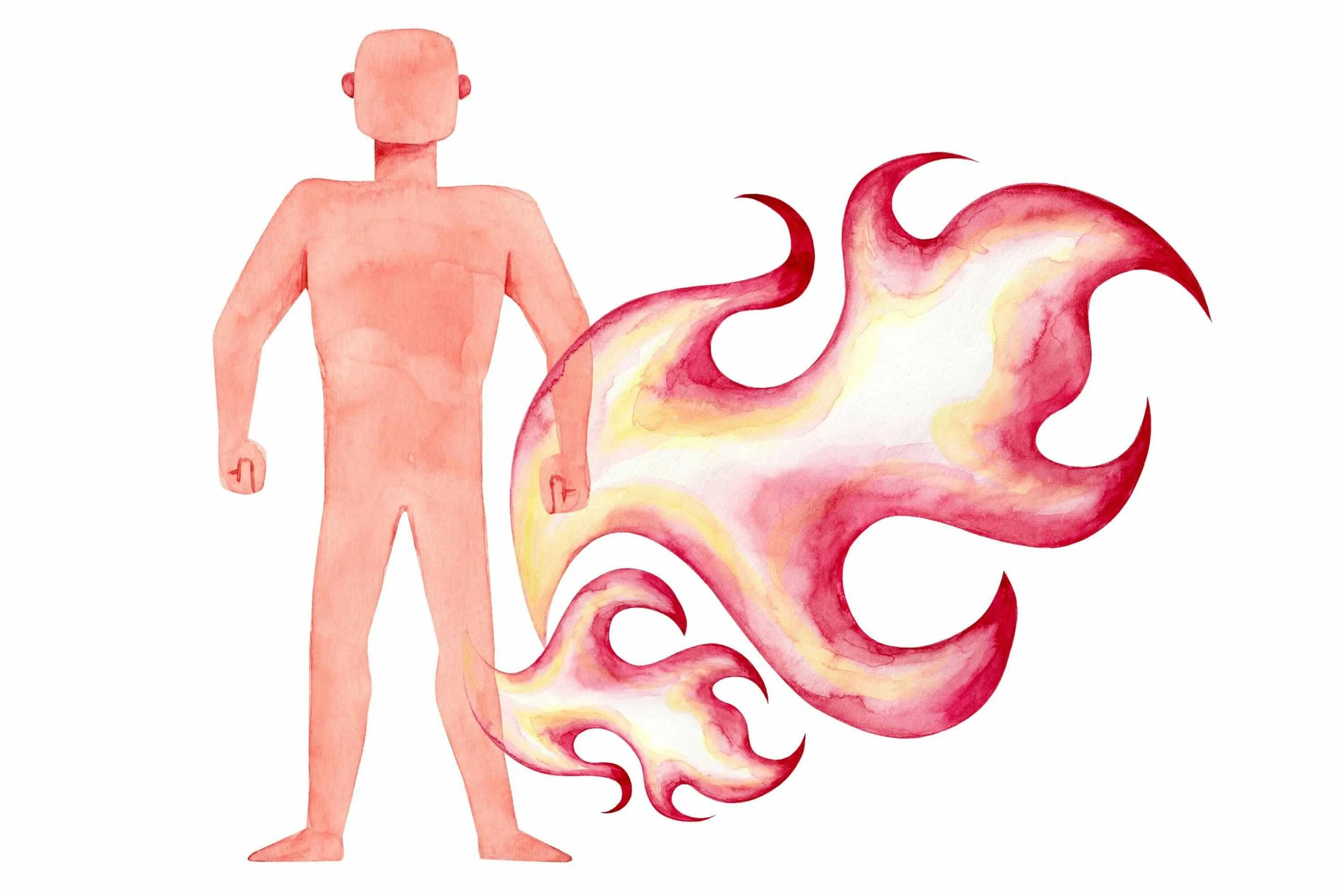 Ilustración del dosha Pitta en Ayurveda representando fuego, metabolismo y energía de transformación