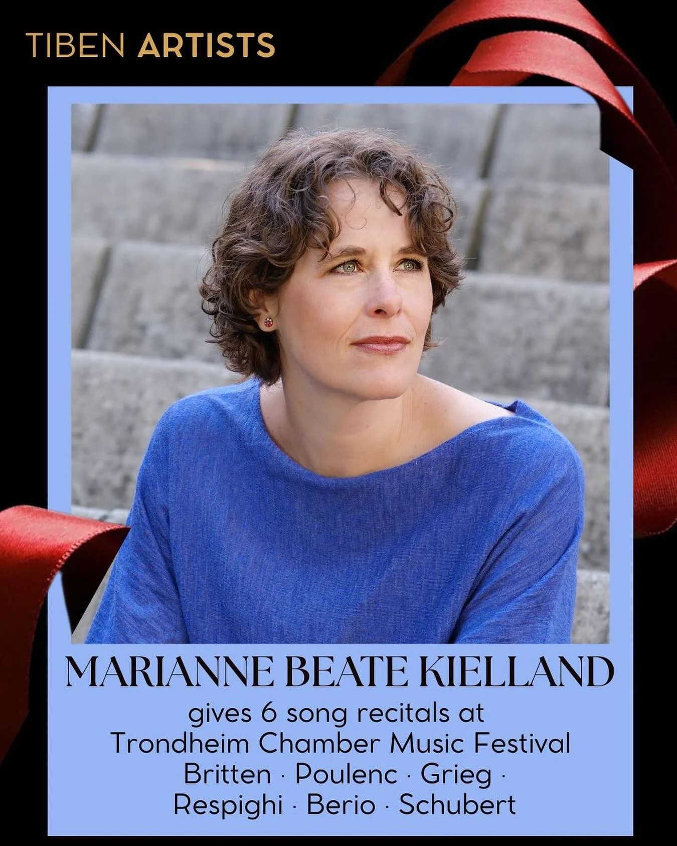 Mezzo-soprano Marianne Beate Kielland performs during six different concerts at the Trondheim Chamber Music Festival (21&ndash;28 September), singing among others:
🎵 F. Schubert: Goethe-Songs
🎵 L. Berio: Folk Songs
🎵 K. Weill: The Saga of Jenny
🎵