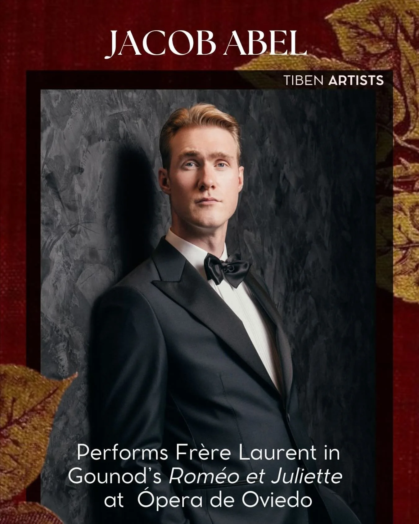 Bass Jacob Abel makes his official debut at the &Oacute;pera de Oviedo tonight as Fr&egrave;re Laurent in Gounod&rsquo;s Rom&eacute;o et Juliette, under the musical direction of Audrey Saint-Gil and stage direction by Giorgia Guerra.

📅 Friday, 17 O
