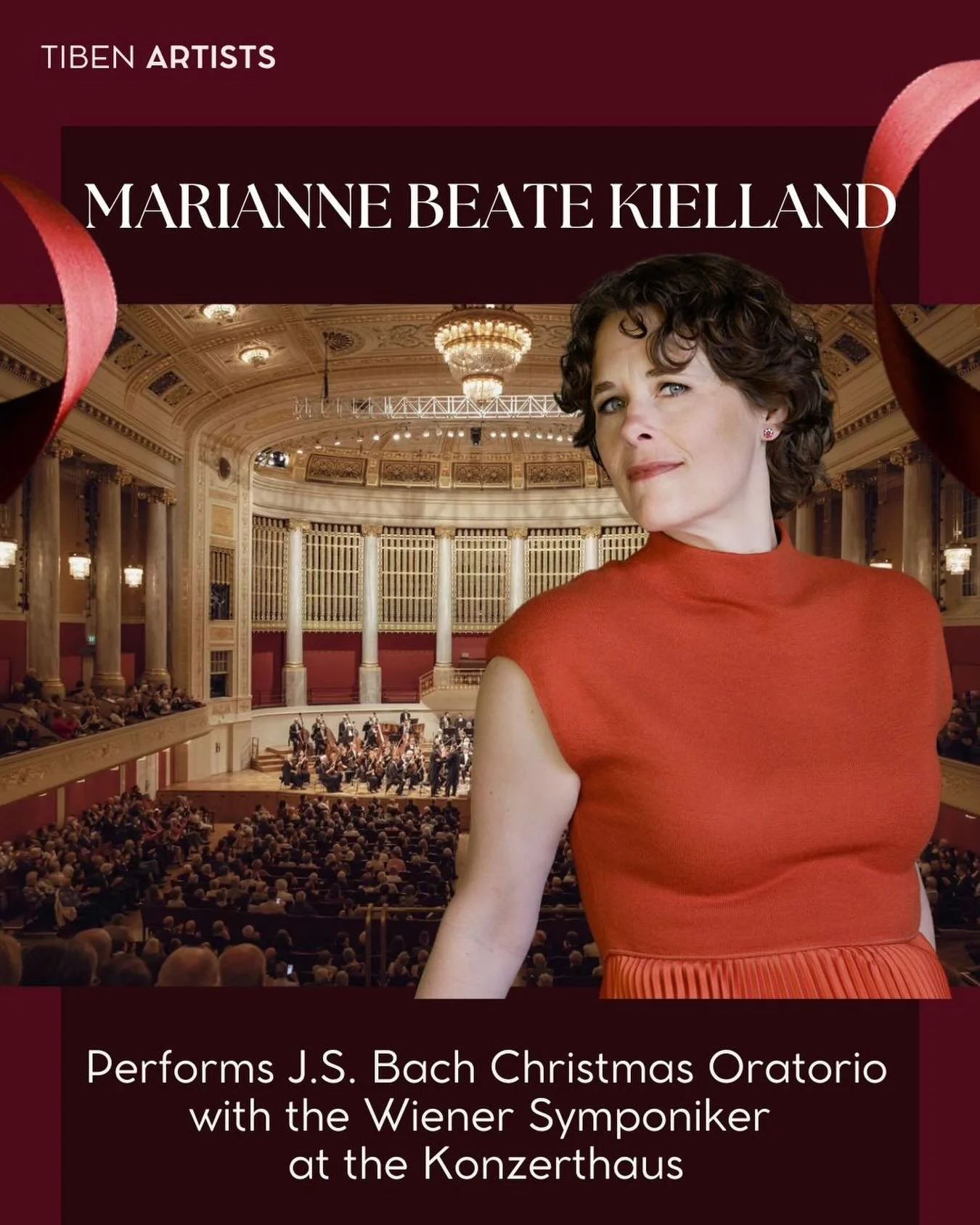 Marianne Beate Kielland sings Bach&rsquo;s Christmas Oratorio in Vienna on 22 and 23 December.
She appears as mezzo-soprano soloist alongside soprano Miriam Kutrowatz, tenor Robin Tritschler and bass Matthias Winckhler. The Wiener Symphoniker and the