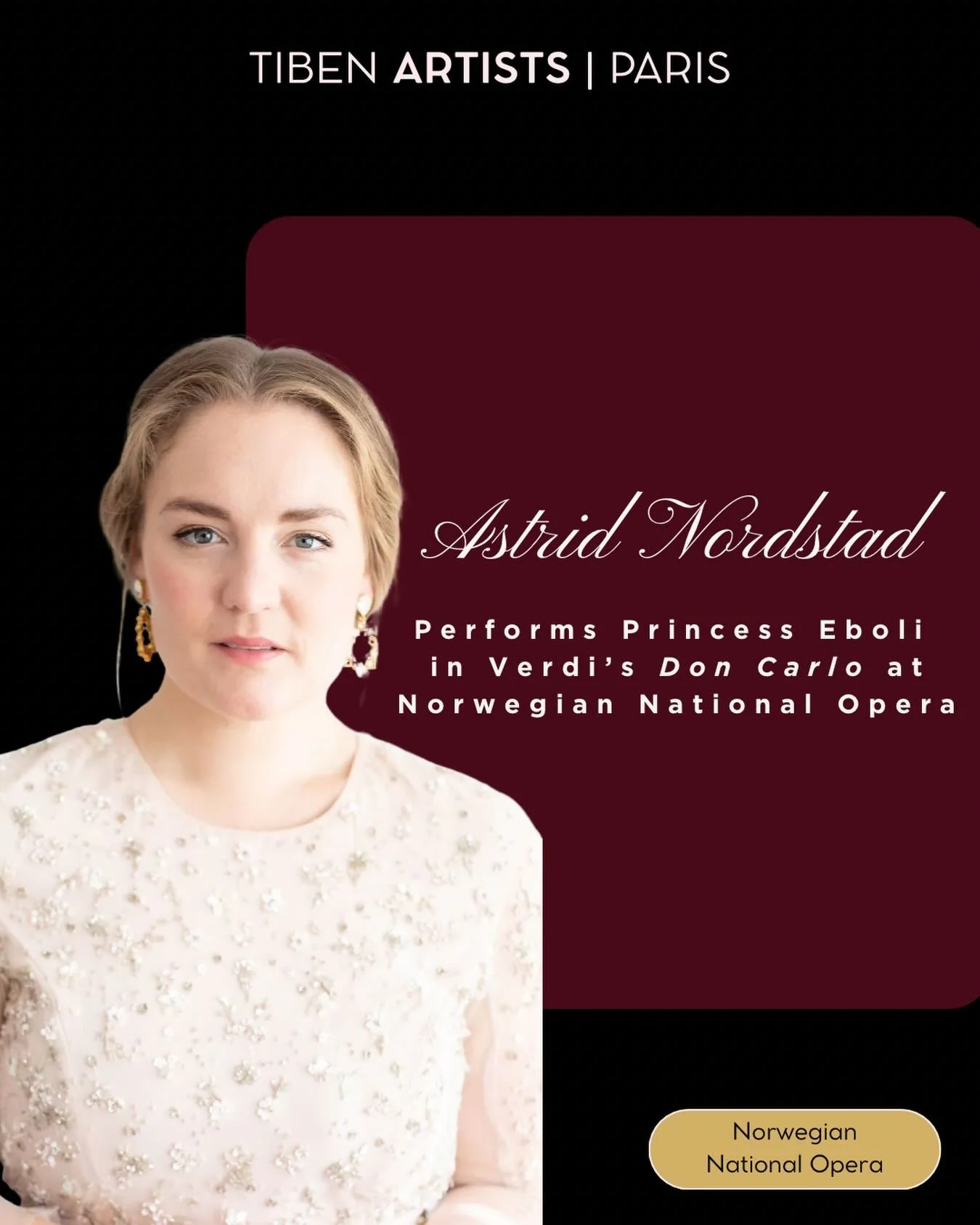 Debut alert: Astrid Nordstad as Eboli 🌹
✨Tonight, Astrid Nordstad debuts in one of the most demanding mezzo-soprano roles in the repertoire: Princess Eboli in Verdi&rsquo;s Don Carlo at The Norwegian National Opera &amp; Ballet.

Accompanied by the 