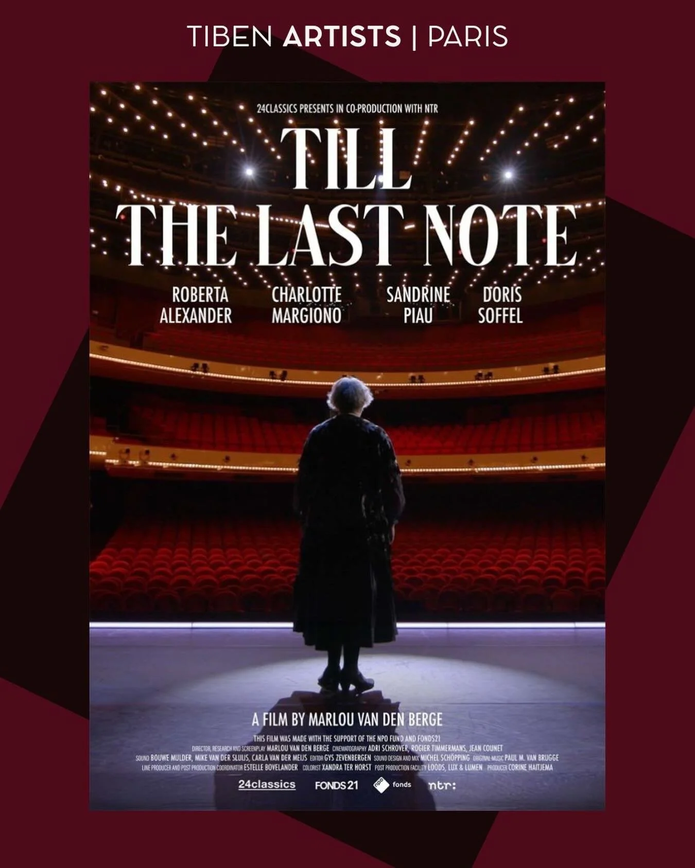 Till the Last Note 🎬 starring Roberta Alexander

Today, Till the Last Note by Marlou van den Berge has its public premiere at the O. Festival in Rotterdam. On 1 June it will be broadcast on Dutch television as part of the Het Uur van de Wolf series 