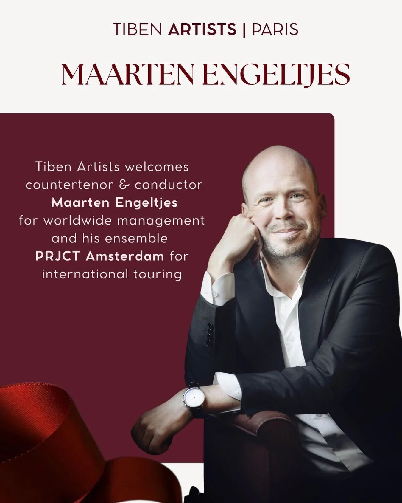 We are delighted to welcome Dutch countertenor and conductor Maarten Engeltjes to Tiben Artists. We represent Maarten worldwide as a singer and conductor, and PRJCT Amsterdam for international touring.

Maarten combines an established international c