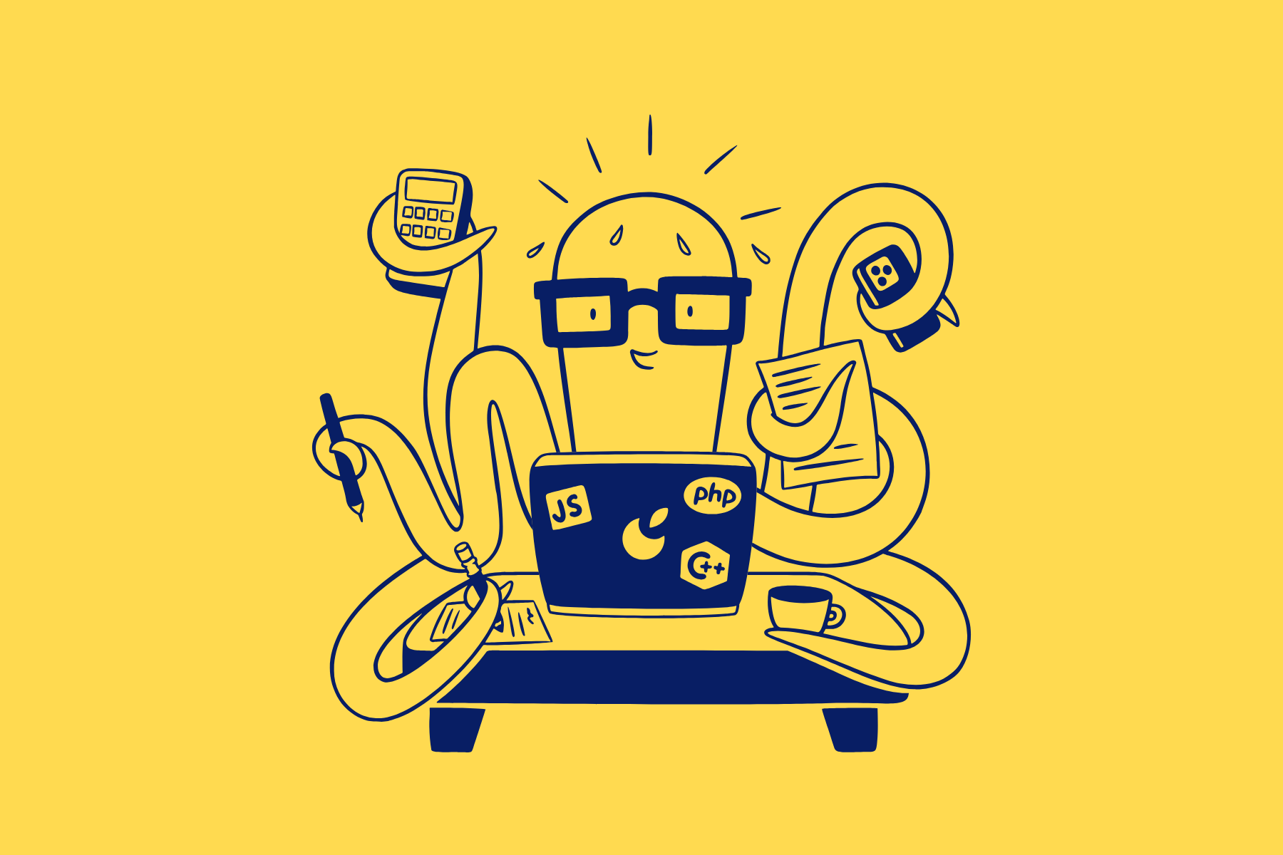 Octopus with lots of things to do