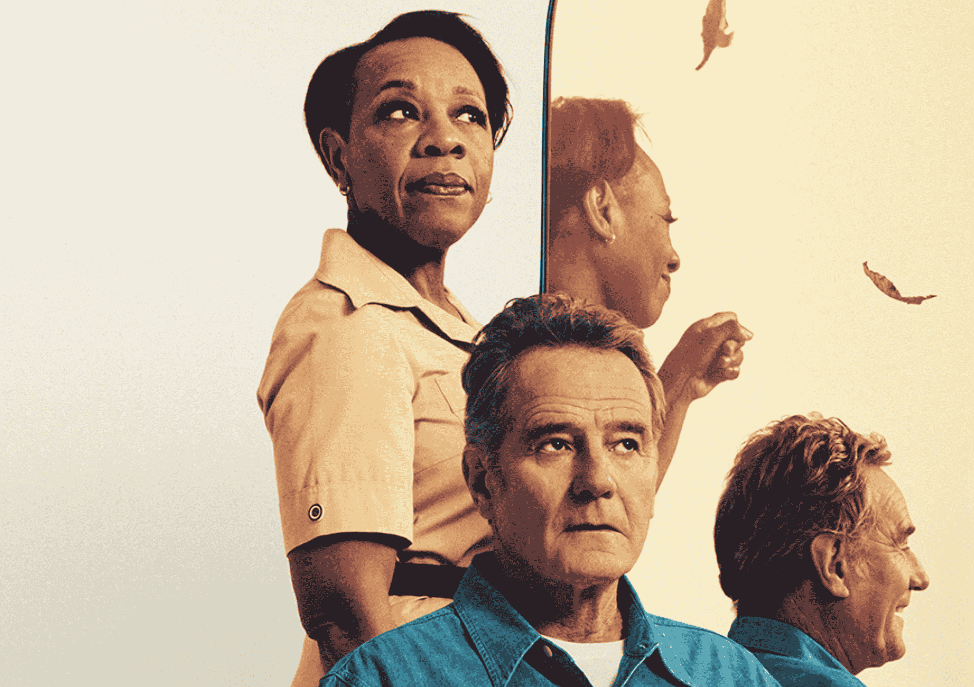 image shows a man and a woman with their reflections in the mirror