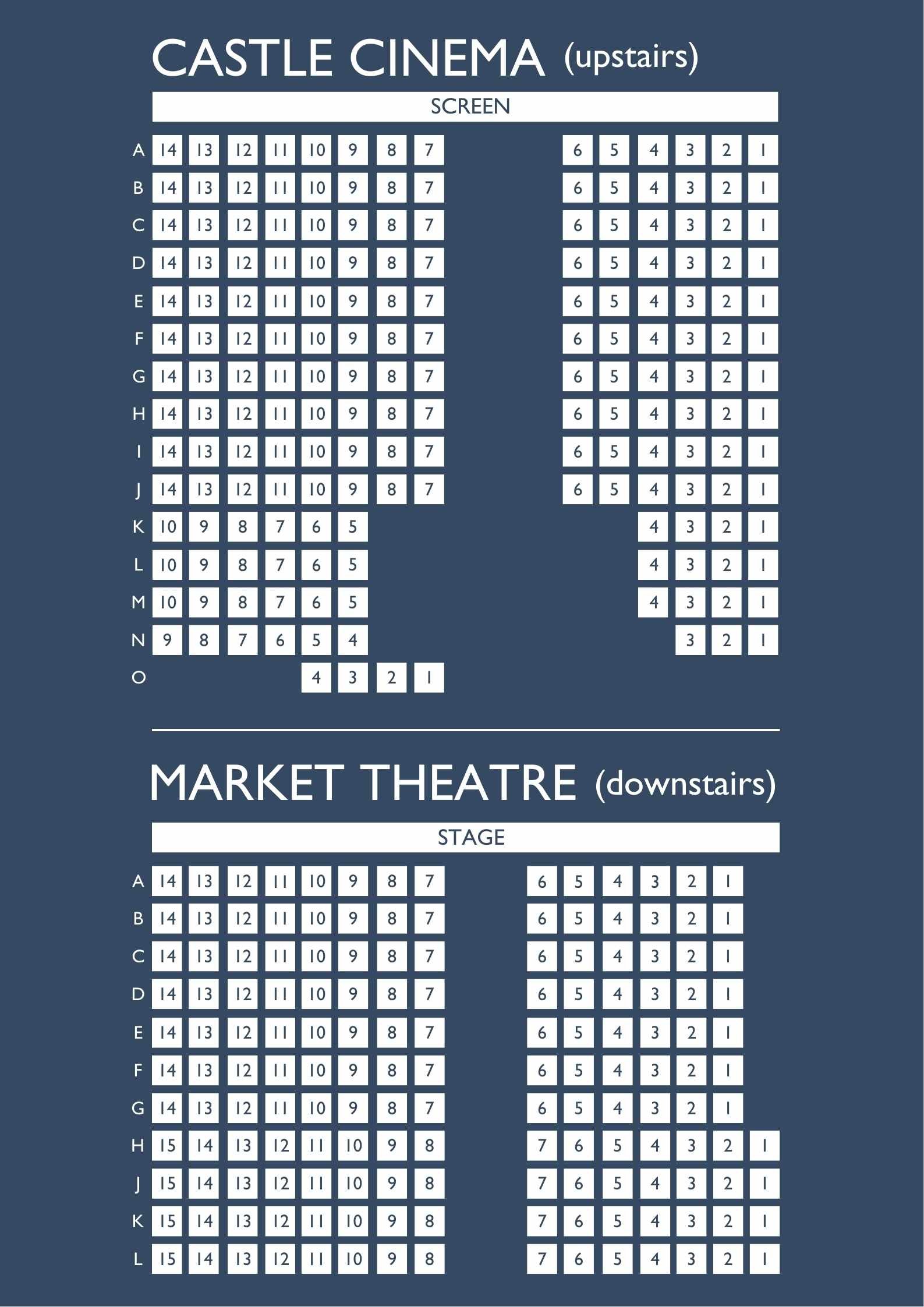 image shows seating plan for our Castle Cinema and Market Theatre