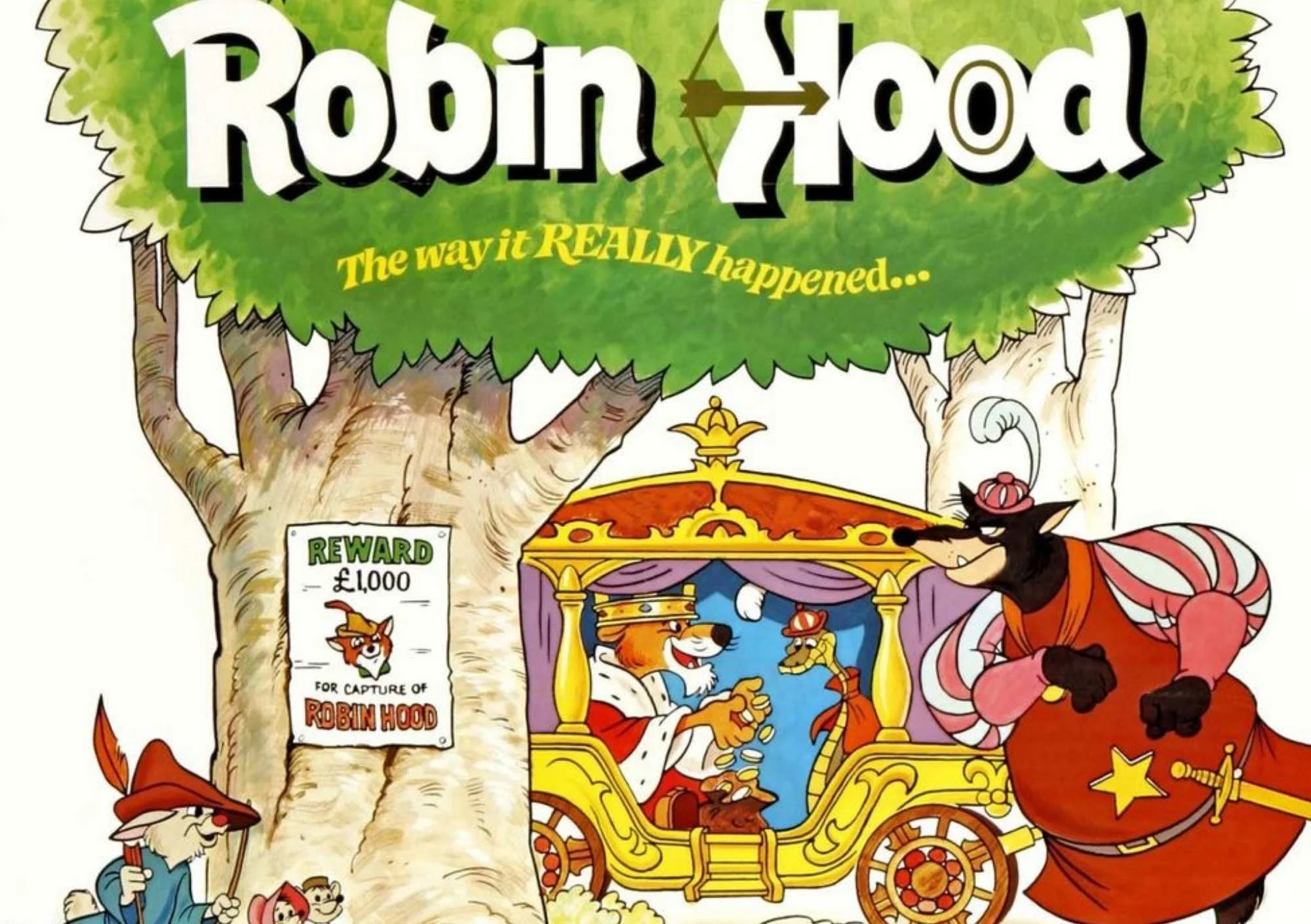 Robin Hood poster where it shows an animated scene from the film