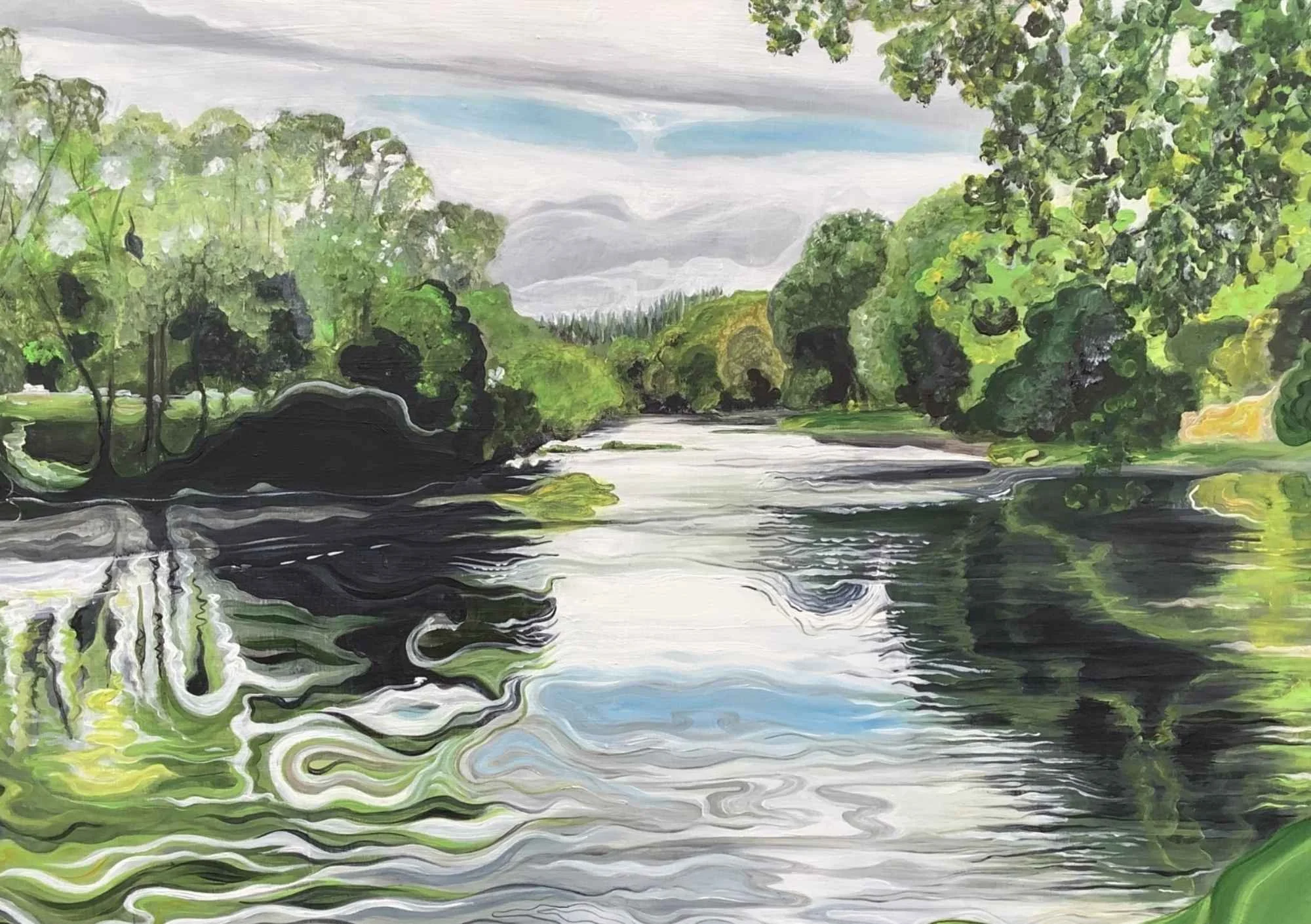 artwork of the river and trees