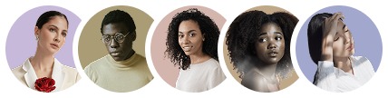 5 Social media avatar photos, all overlapping showing they are members of Custr.