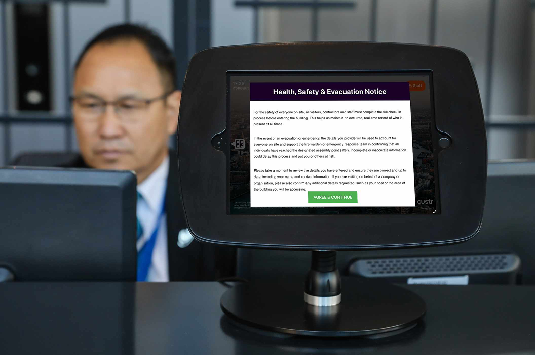 A screenshot of Custr check-in pop-up alert feature