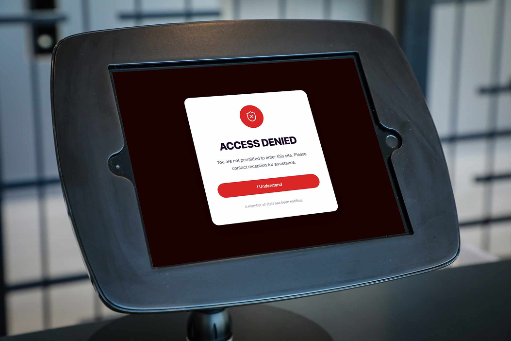 A screenshot of Custr visitor screening