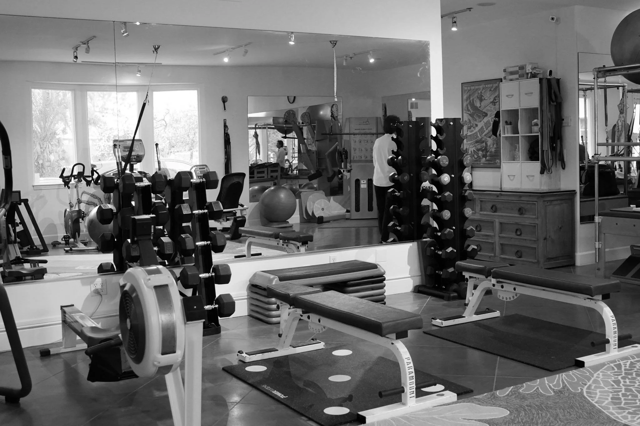 Physical therapy gym inside a Summerland, California rehabilitation clinic