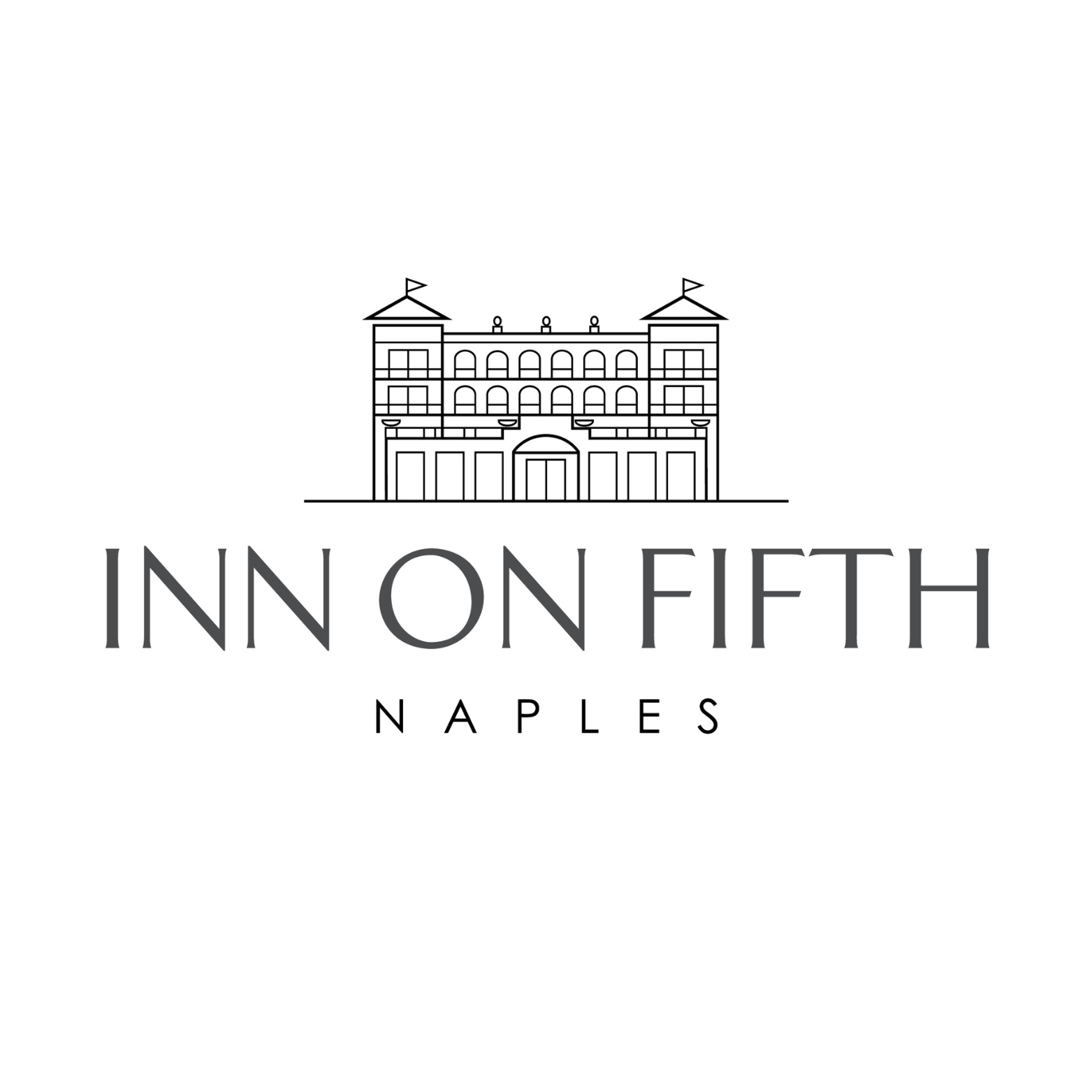 Logo for Inn on Fifth with line drawing of a hotel building and text 'Inn on Fifth Naples'.