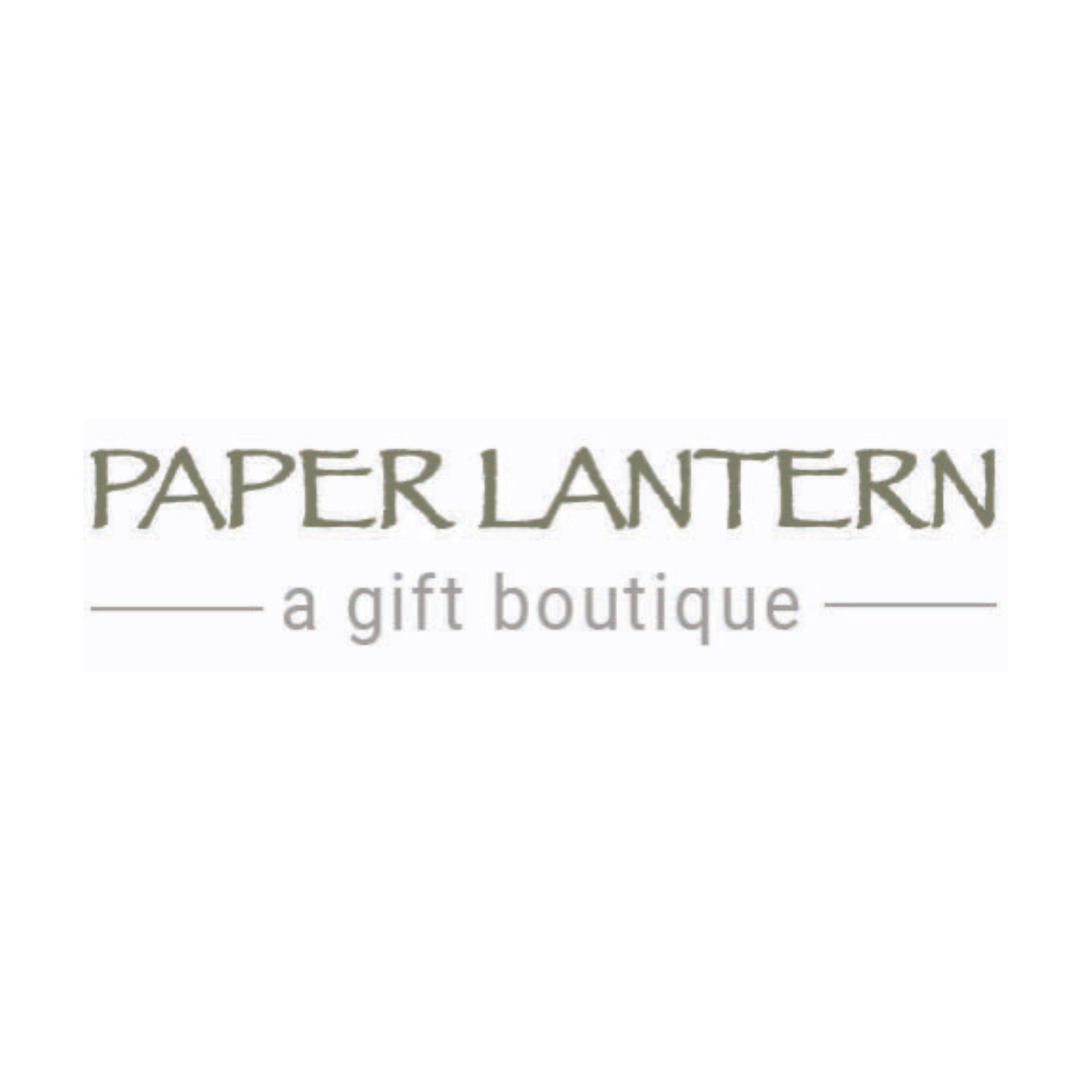 Logo for Paper Lantern, a gift boutique, featuring elegant text on a white background.