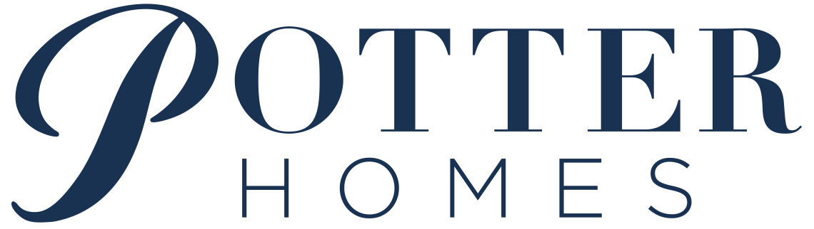 Potter Homes logo in navy blue with stylized text.