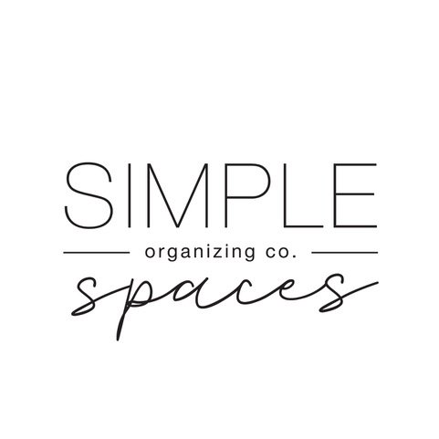 Logo for Simple Spaces organizing company, featuring the words "SIMPLE spaces" in black text on a white background.