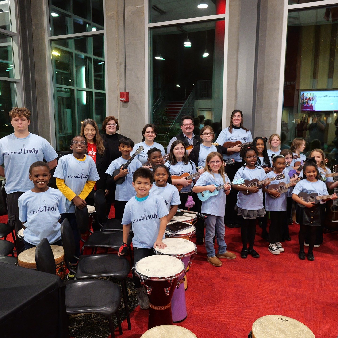 Our first combined concert of 2025-2026, a great lobby performance before Indianapolis Chamber Orchestra's program with guitarist Sharon Isbin. 
Thank you to our team of excellent Teaching Artists Sara Petokas Julian Orem, Rio Garza, Chelsea Hughey, 
