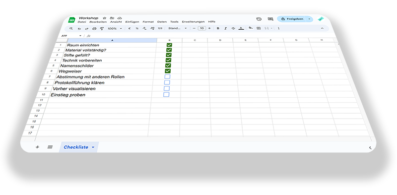 Checkliste zur Workshopvorbereitung