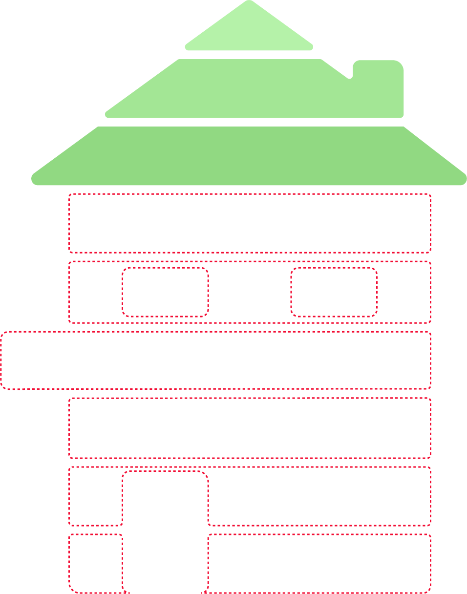 Haus mit grünem Dach