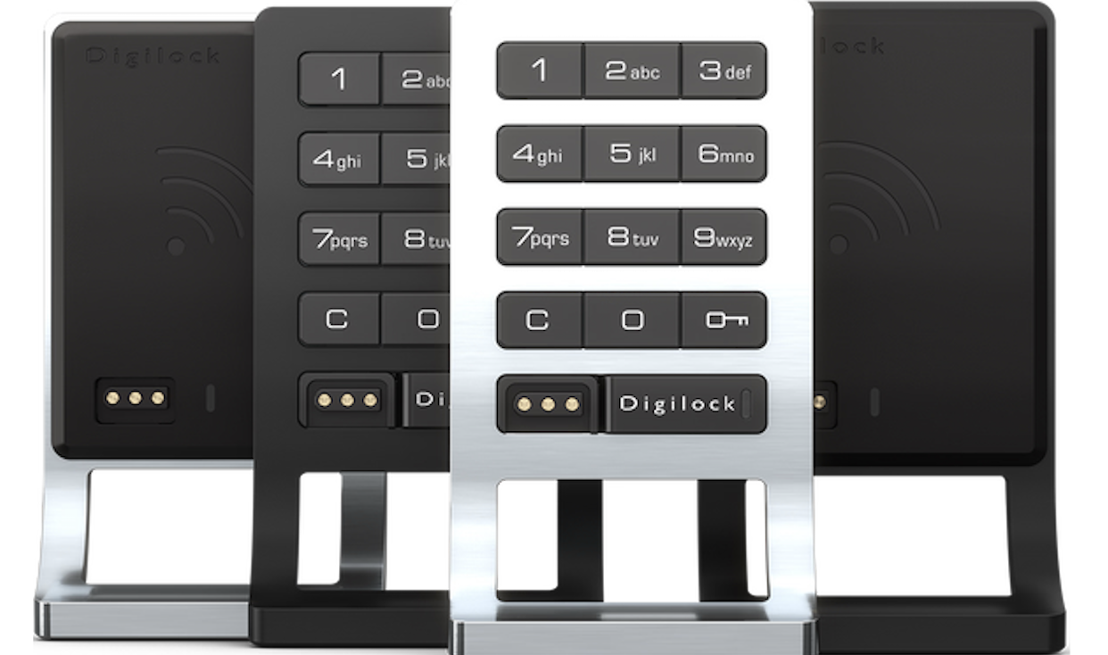Three wireless filing cabinet safes with digital keypads, one in black, one in silver, and one in dark gray, displayed on a white background.