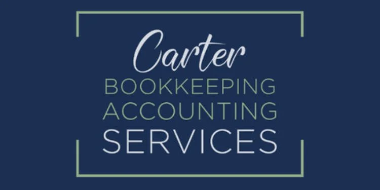 Carter Bookkeeping and Accounting Services logo on a blue background.