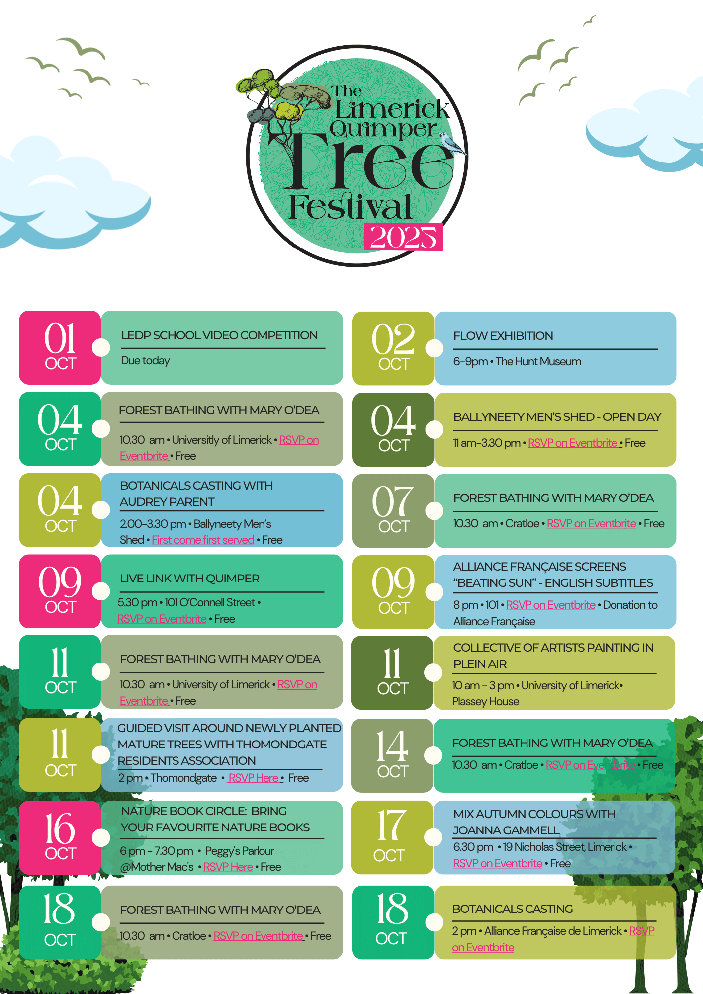 Limerick Tree Festival Calendar Schedule