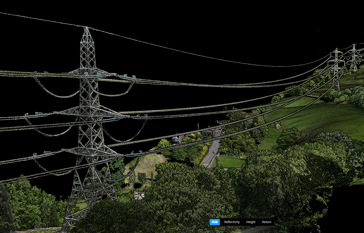Aerial drone topographical survey of an industrial power plant facility.