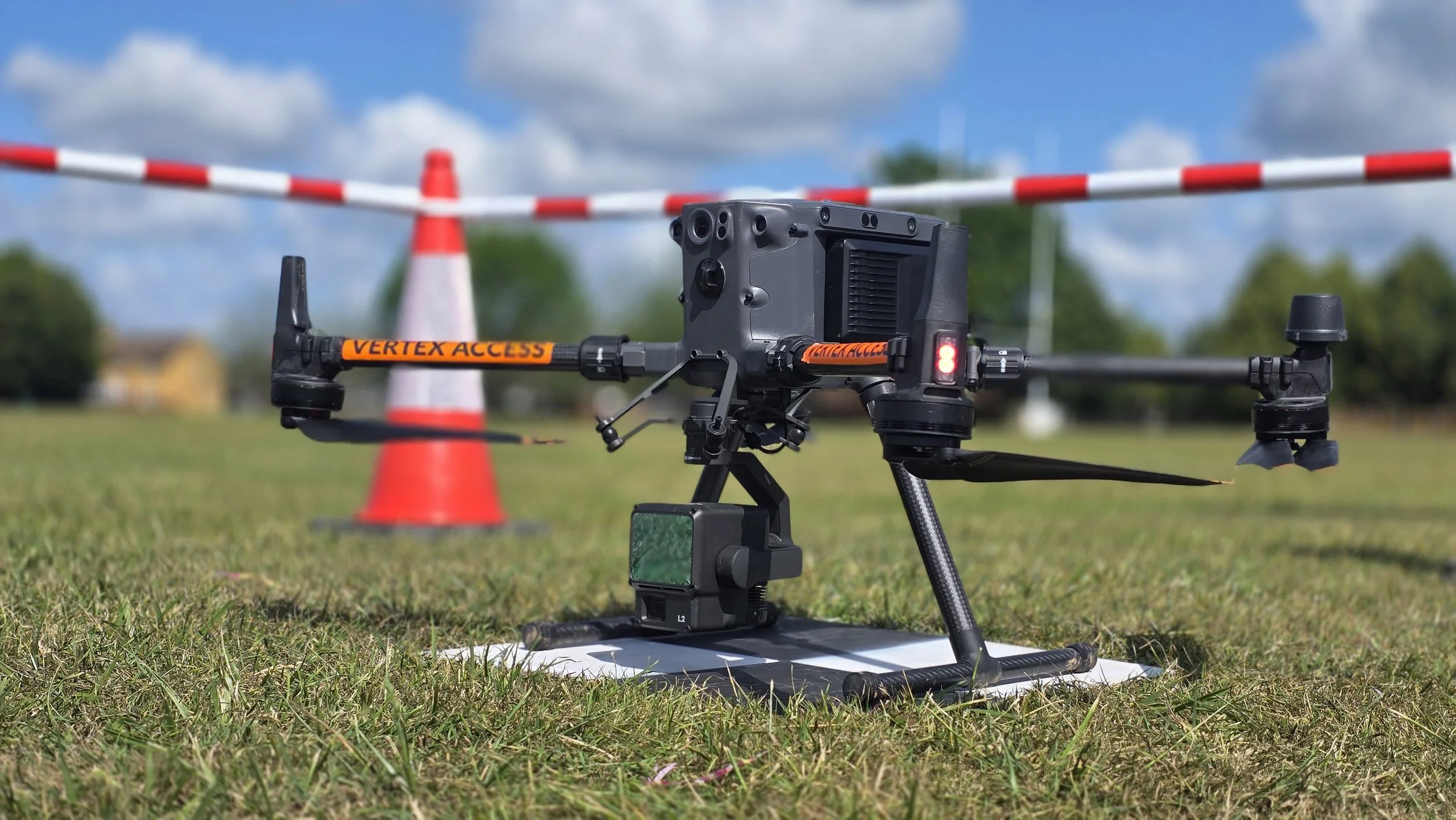 DJI M350 RTK commercial drone equipped with a Zenmuse L2 LiDAR payload on site.