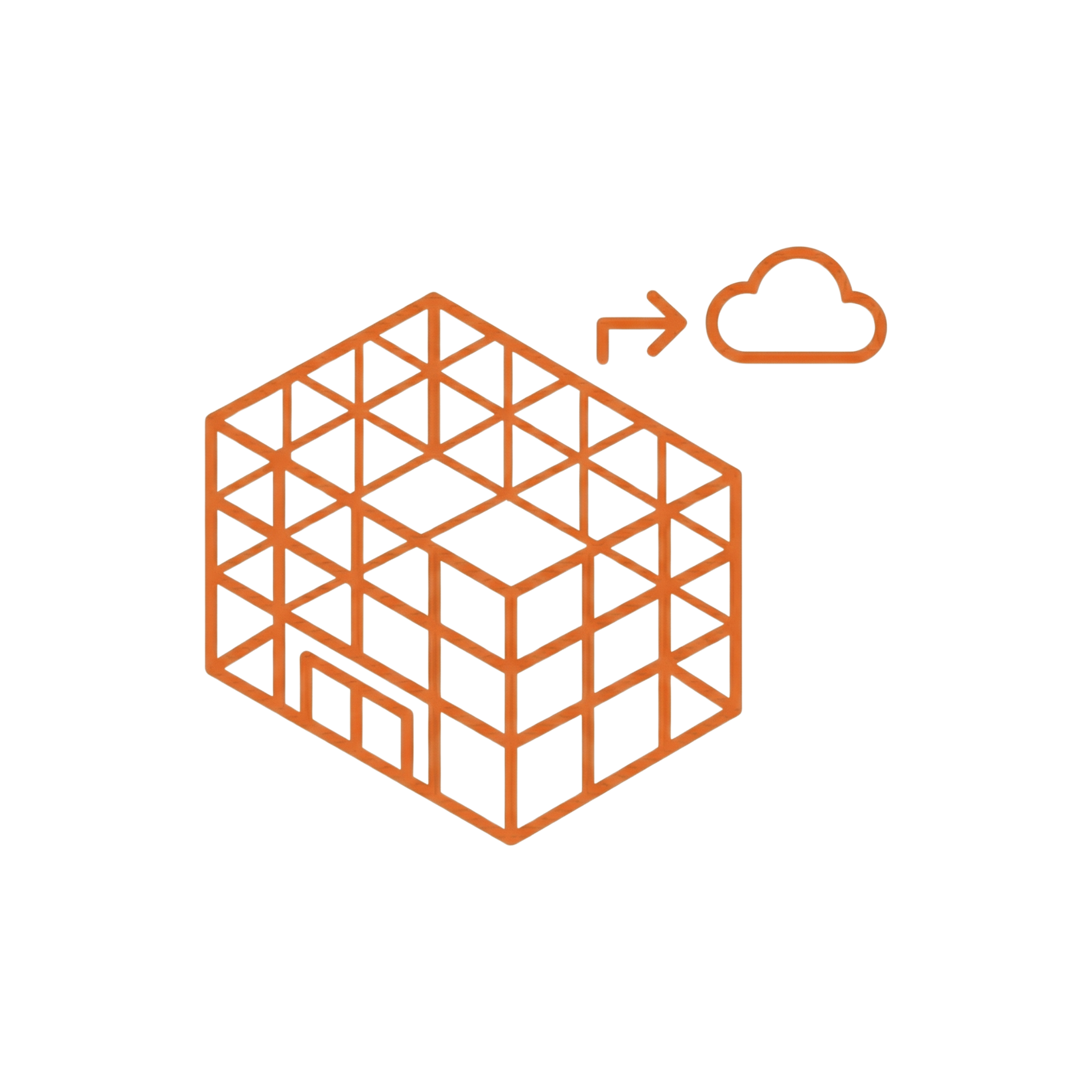 Scan to BIM 3D wireframe building model icon.