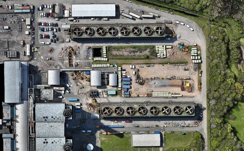 Aerial volumetric drone survey of a large scale construction earthworks site.
