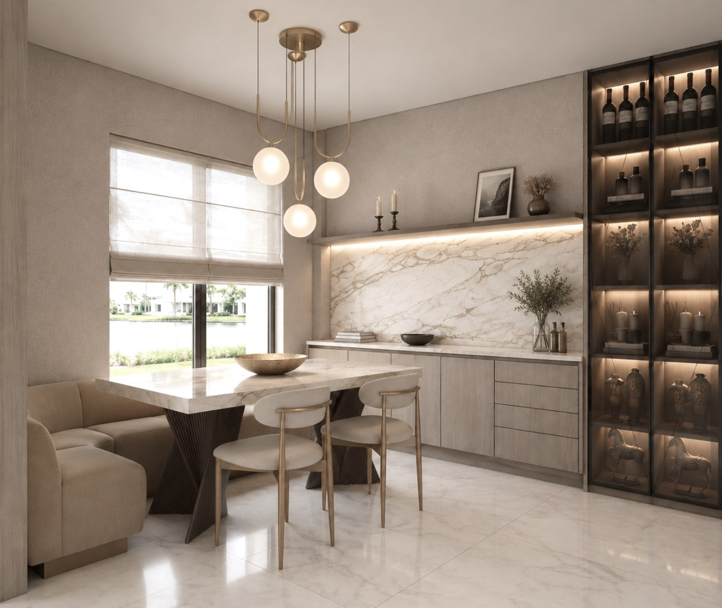 Modern breakfast room with custom millwork