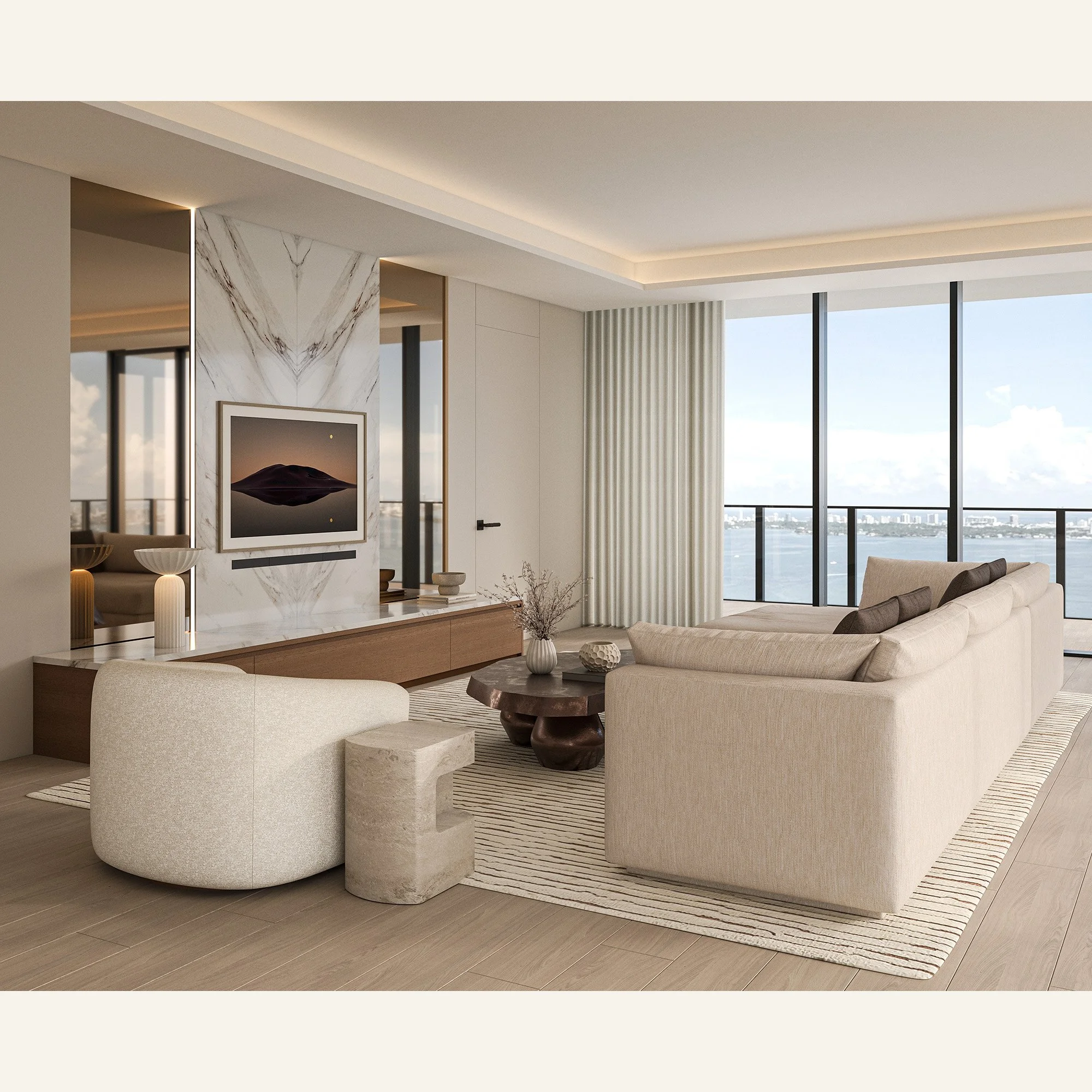 miami luxury apartment living room designed by interiors by ac interior designers