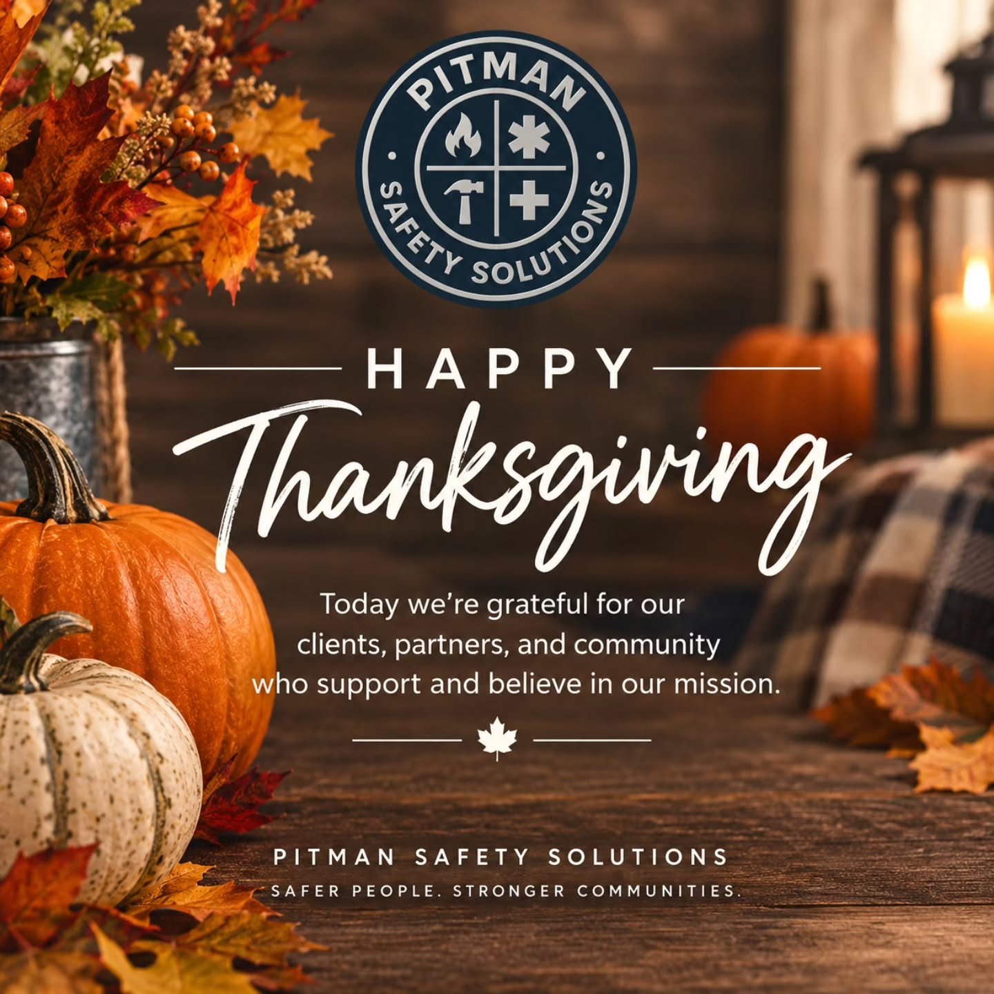 🦃🍂 Happy Thanksgiving from Pitman Safety Solutions!

We&rsquo;re incredibly grateful for the opportunities, connections, and support we&rsquo;ve received as we continue to grow our business. Thank you to everyone who has supported us and been part 