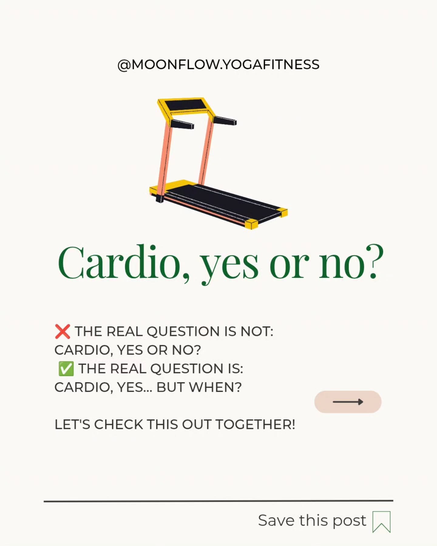 The question isn&rsquo;t whether you should do cardio.
It&rsquo;s when to do it.

The answer: cardio should come after strength training.

In sinple words: when you show up at the gym, do a warming up mainly based on mobility, then lift weigth / stre