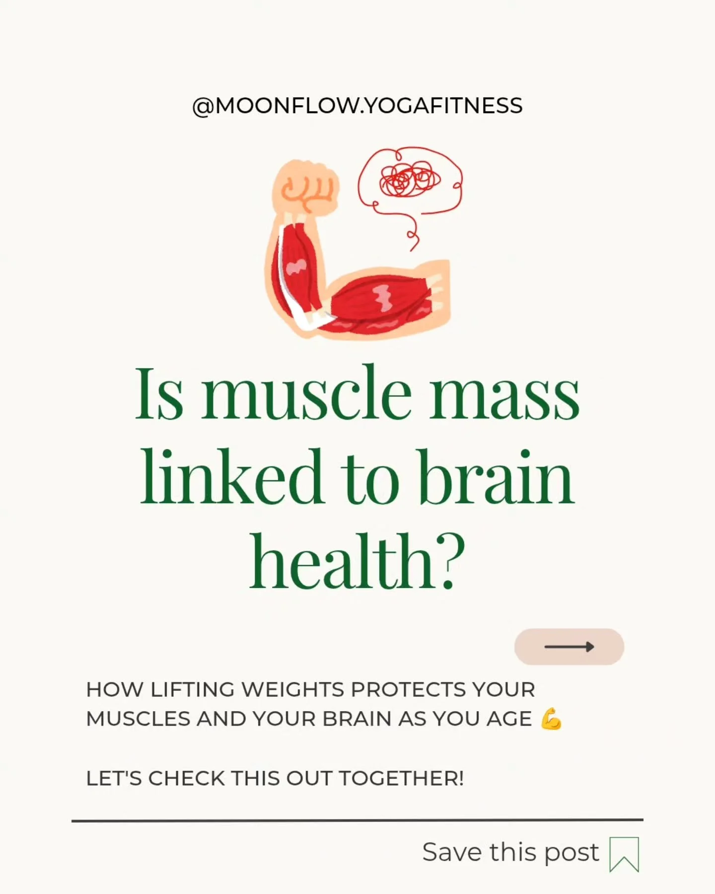 Did you know that we are designed to progressively lose muscle mass starting from 30 years old? Muscle loss with aging (sarcopenia) isn&rsquo;t just about weakness. It&rsquo;s connected to brain decline 🧠

Low muscle mass has been linked to:
&bull; 
