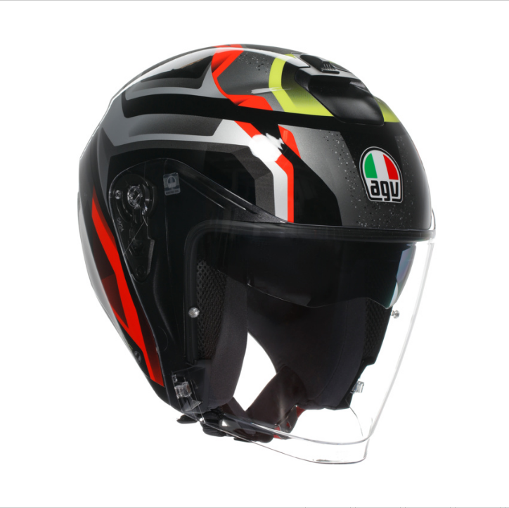 Casque jet Irides Zurigo noir-rouge-jaune