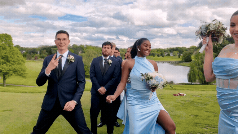 Cinematic wedding film highlight reel showing emotional moments captured by Blu Wedding Films at Wabeek Golf Course