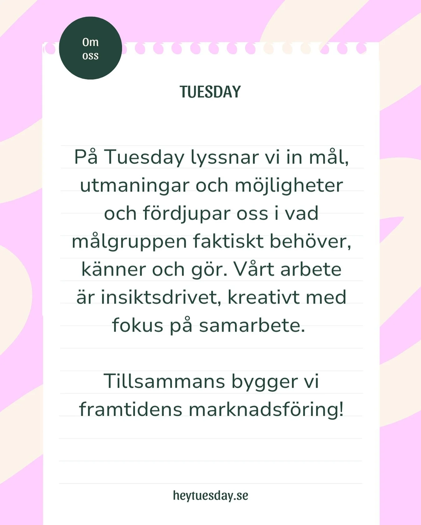 HUR VI JOBBAR 💫

Vi &auml;r en marknadsf&ouml;rings- och kommunikationsbyr&aring; som hj&auml;lper dig jobba smartare med AI s&aring; att du kan l&auml;gga mindre tid p&aring; att jaga ikapp och mer p&aring; att ta n&auml;sta steg 🏃&zwj;♀️&zwj;➡️

