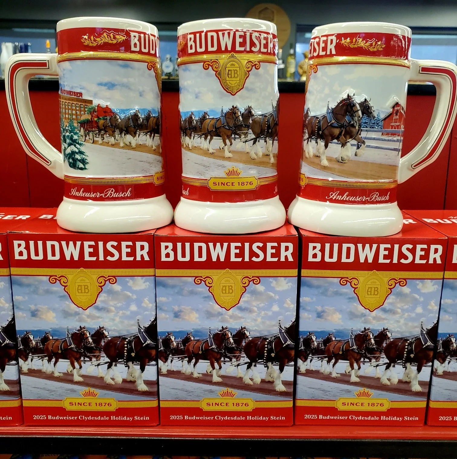 Holiday Edition Budweiser Steins are in! 

Only 12 available.

19.99ea