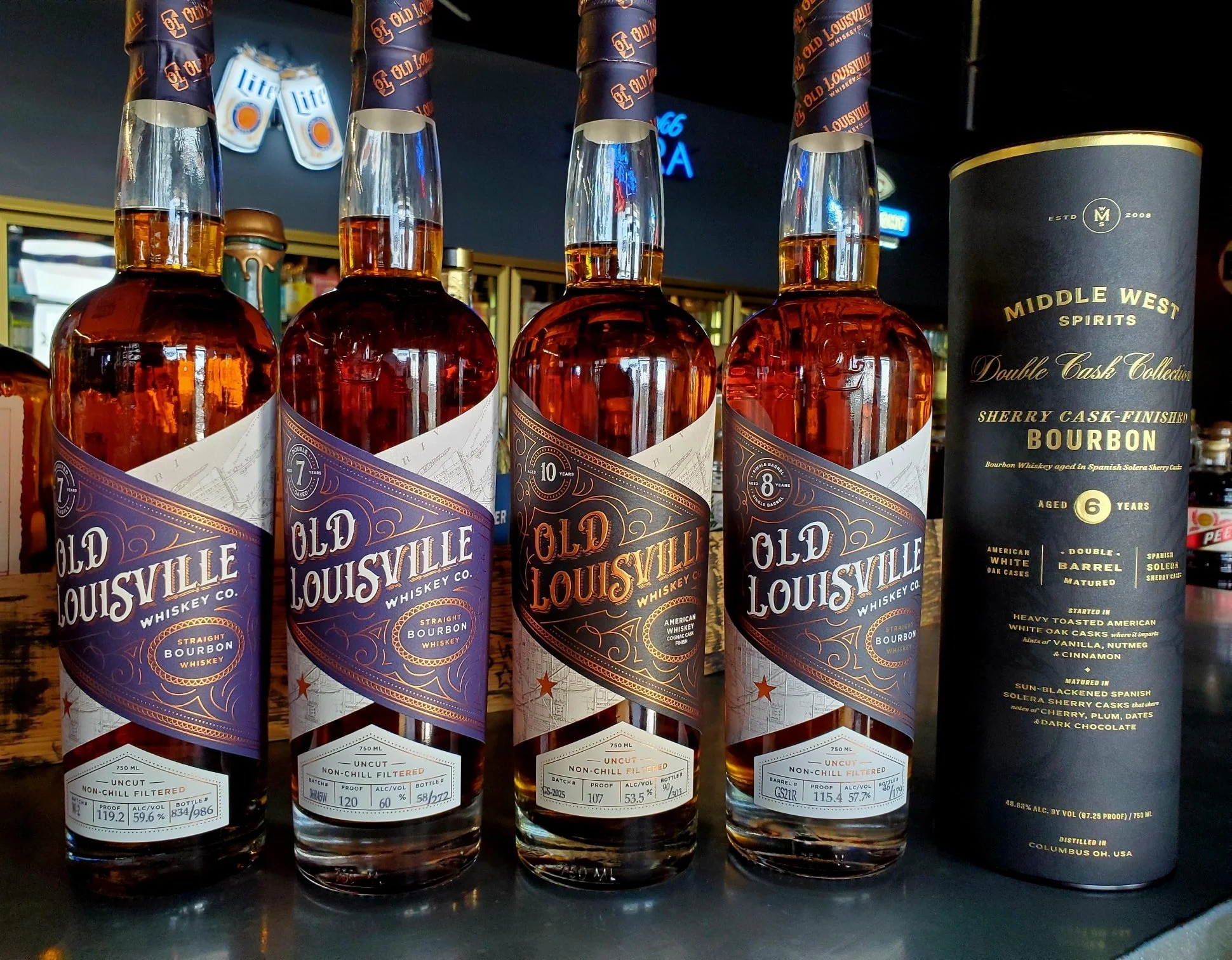 Some really great bottles just landed this morning! All available in store or online. 

From Old Louisville (all cask strength):

A 7yr Wheated Bourbon
A 7yr Double Oaked Bourbon
A 10yr Cognac Finished Bourbon
A 8yr Single Barrel with a really cool V