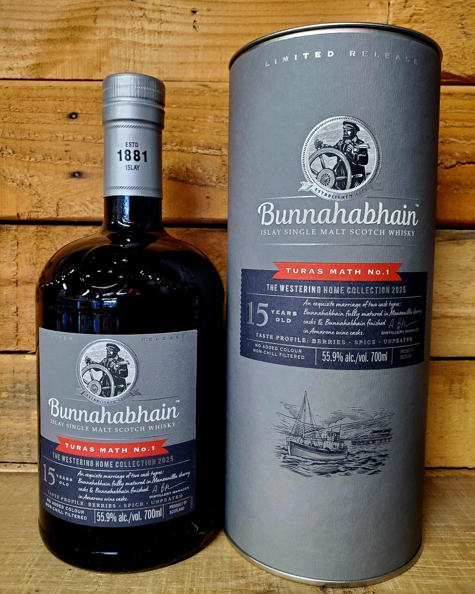 Bunnahabhain Turas Math No.1 is a testament to the beauty that this distillery creates. 

Distillate produced in 2008 was placed into Manzanilla Sherry casks and matured for 15 years alongside the same distillate that was aged for 10 years in refill 