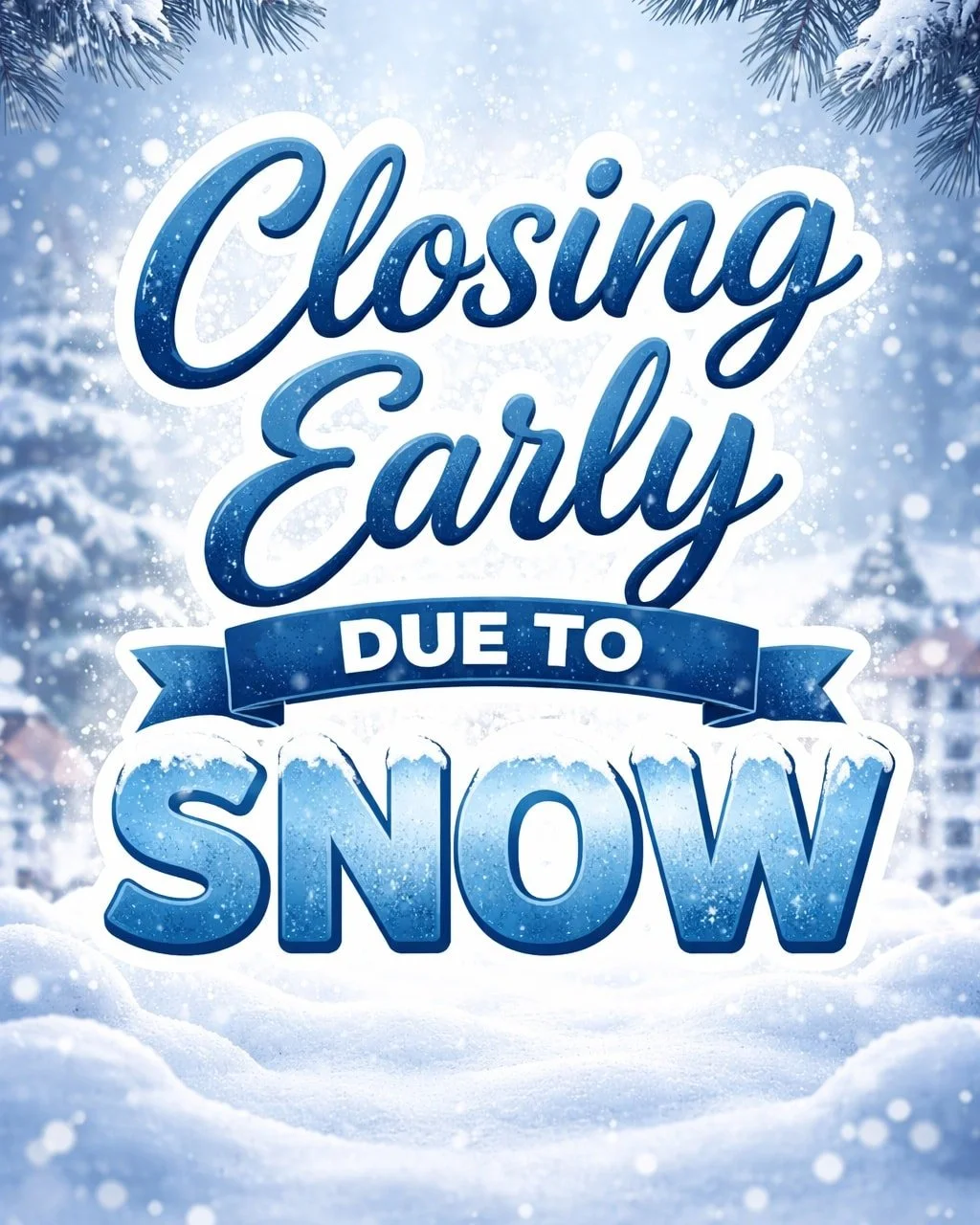 Just a heads up we will be closing this afternoon (Saturday Jan 24th) around 3, but we're open now if you need any last minute things before the second wave hits!