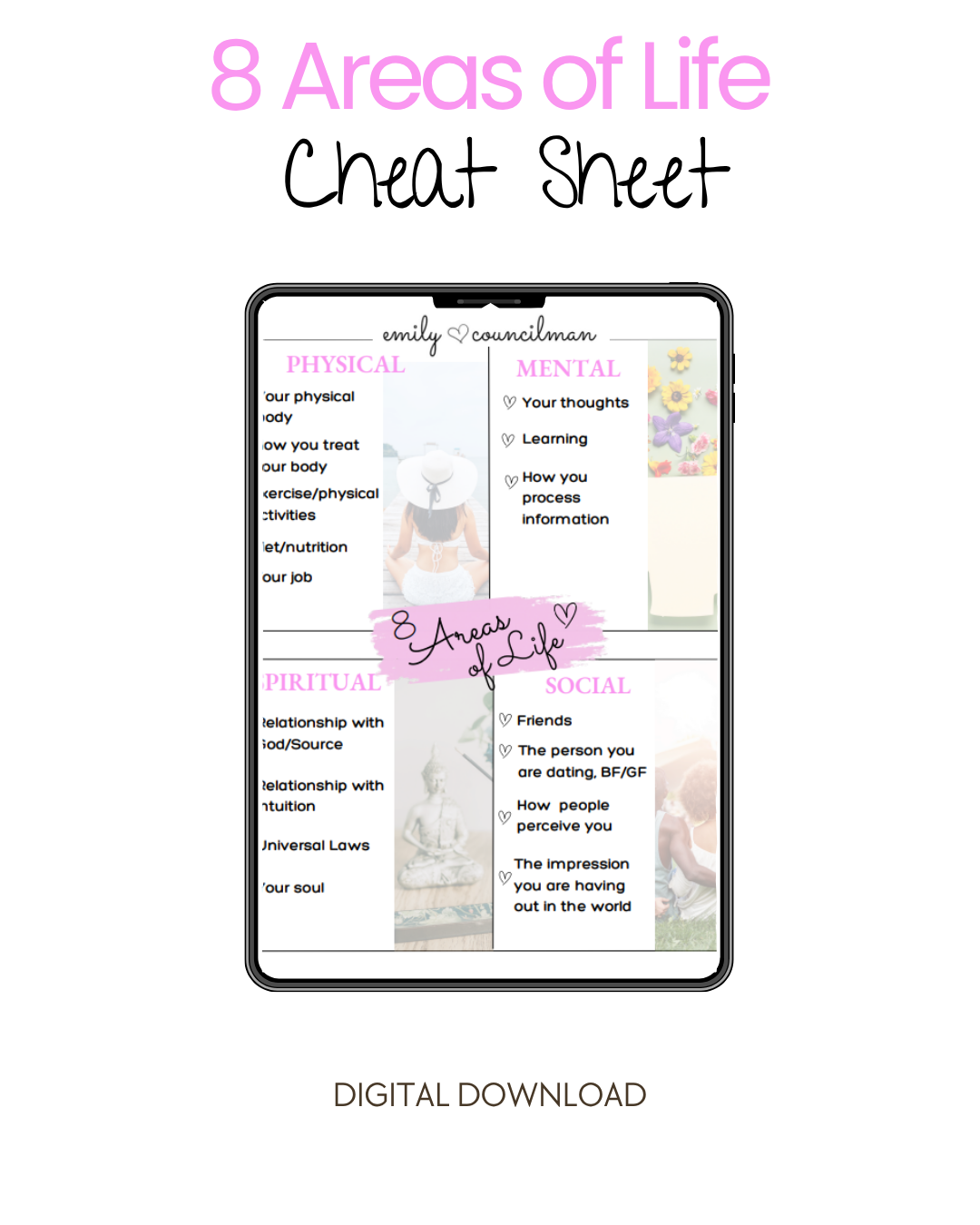 8 Areas Of Life Cheat Sheet — Emily Councilman